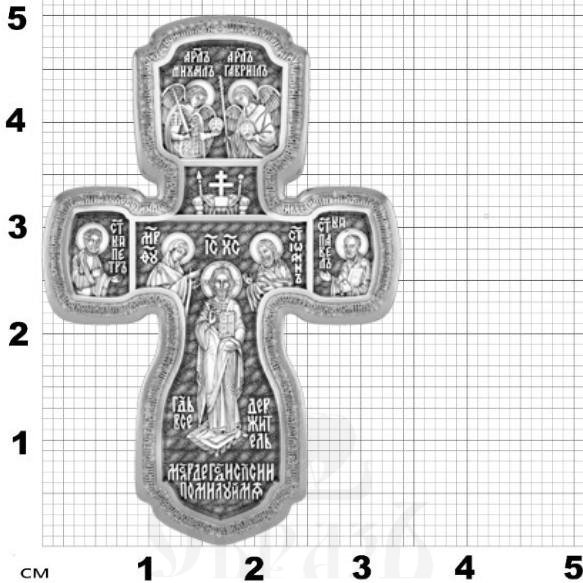 крест большой крещение господне, серебро 925 проба с родированием (арт. 17.048р)