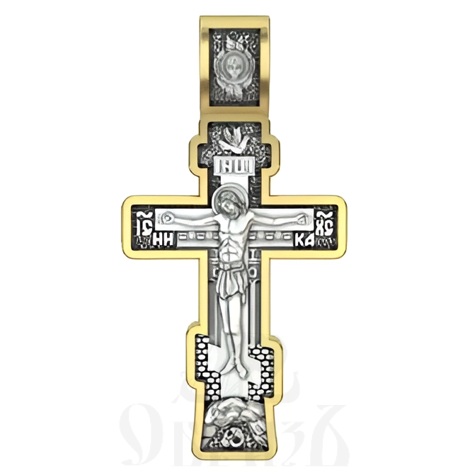 восьмиконечный крест большой с молитвой честному кресту, серебро 925 проба с золочением (арт. 17.055)